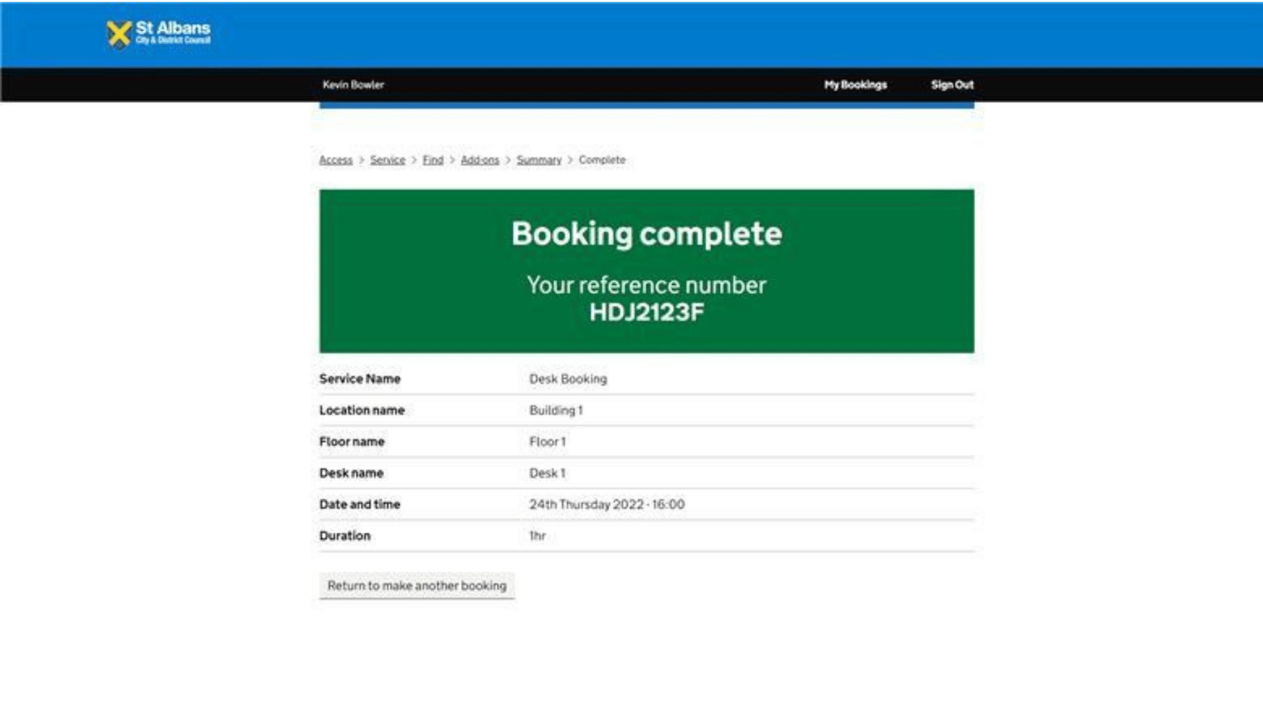 Room and Desk Booking System Screenshot